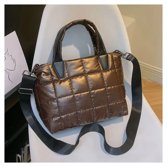 Large Capacity Women's Shoulder Crossbody Cotton Jacket Bag Brown - Shop at LoveMi
