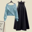 Blue Sweater Black Dress