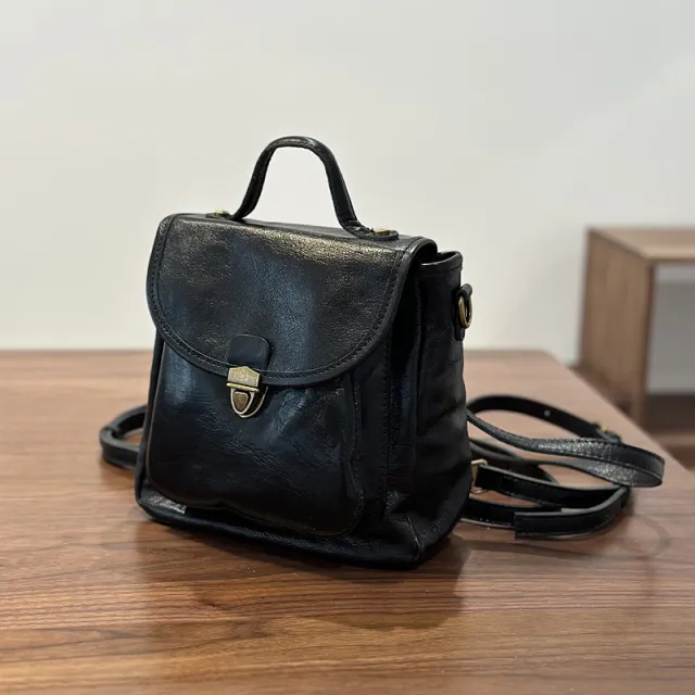 Leather Backpack Women's Small Backpack Sophisticated Type Black - Shop at LoveMi