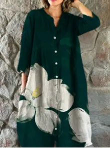 Women's Casual Long sleeved Printed Shirt Dress 5Style - Shop at LoveMi