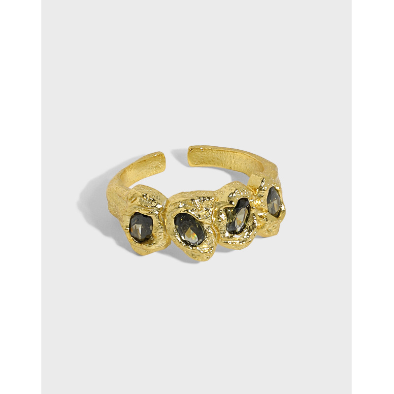Special-interest Design Irregular Surface Micro-inlaid Zircon Ring Female