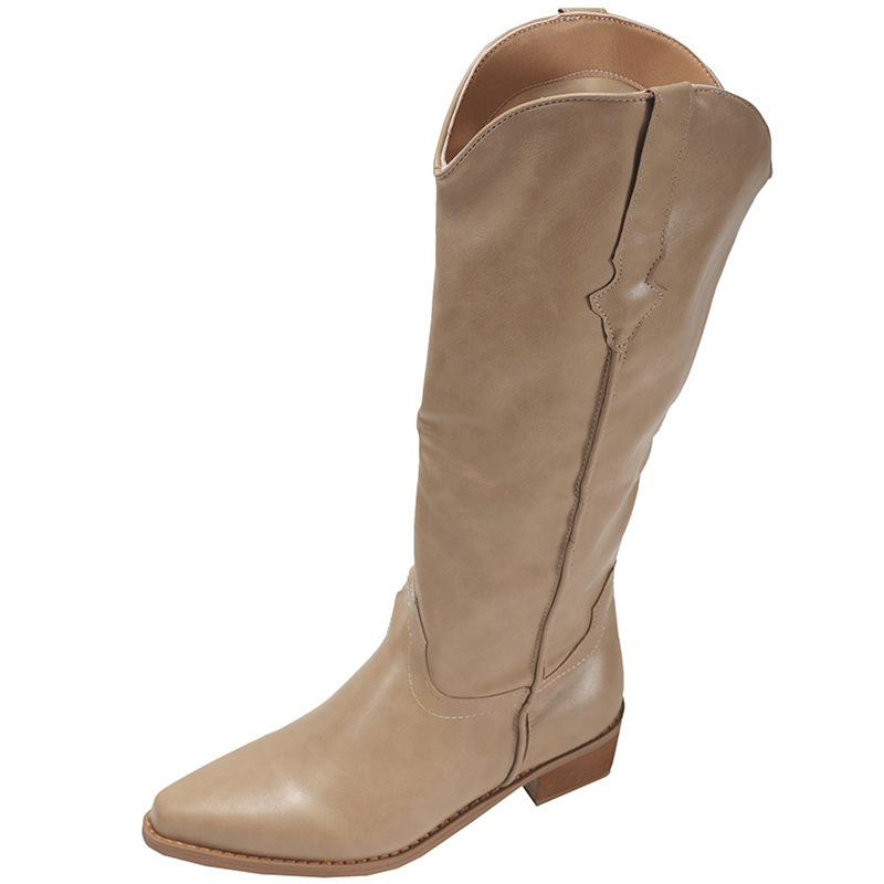 Retro Sophisticated Chunky-heel Pointed-toe Western Cowboy Boots