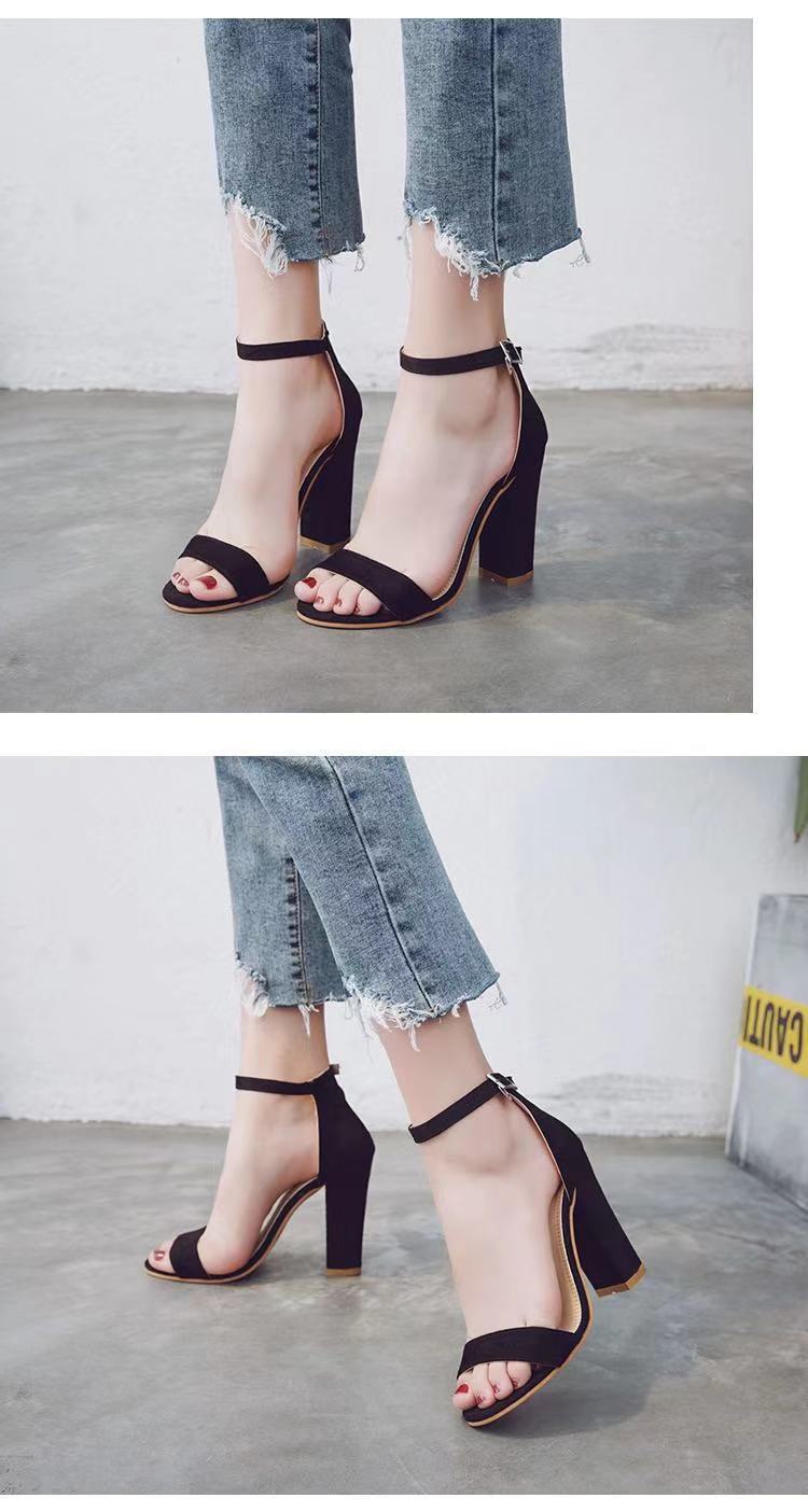 Summer Large Size Thick Heel Women's Sandals High Heel Suede Peep Toe Shoes