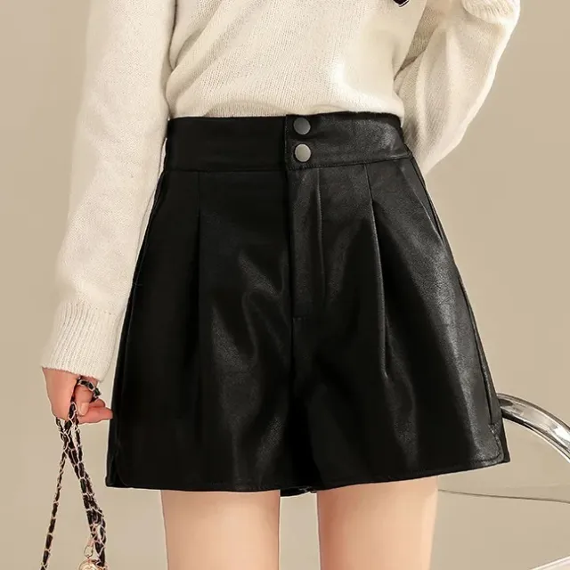 New Autumnwinter High waiste Figure flattering A line Wide leg Pants For Outerwear Black - Shop at LoveMi