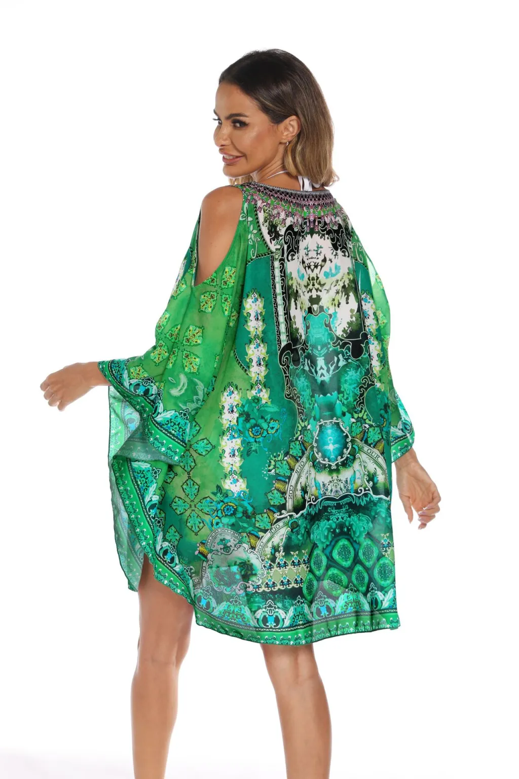 Retro Loose Long Gown Swimsuit Blouse - J95572-One Size