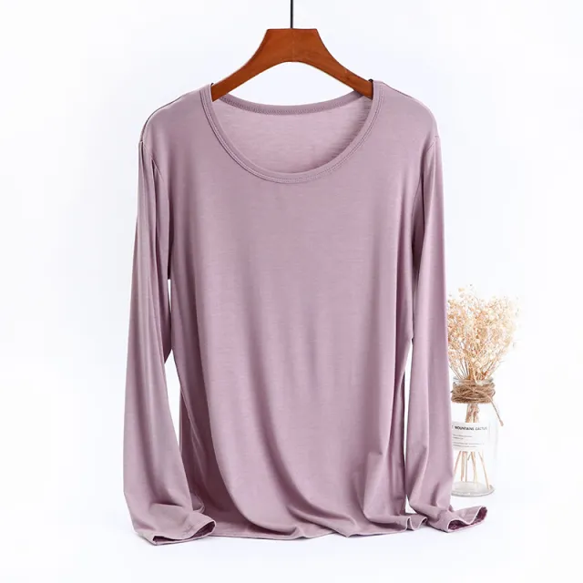 Women's Plus Size Modal Long sleeved T shirt Purple - Shop at LoveMi