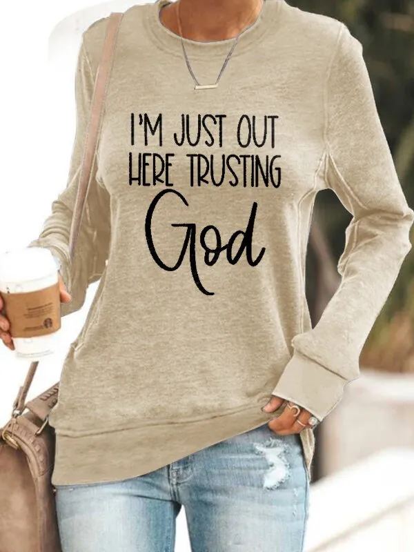 Fashion Printed Casual Ladies Loose Sweater Beige - Shop at LoveMi