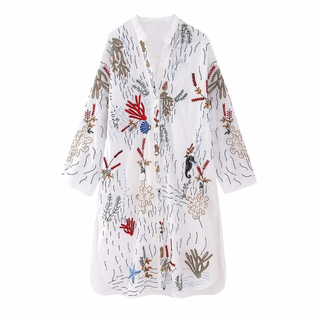 Embroidered Long Shirt Dress, picture 9 of 9