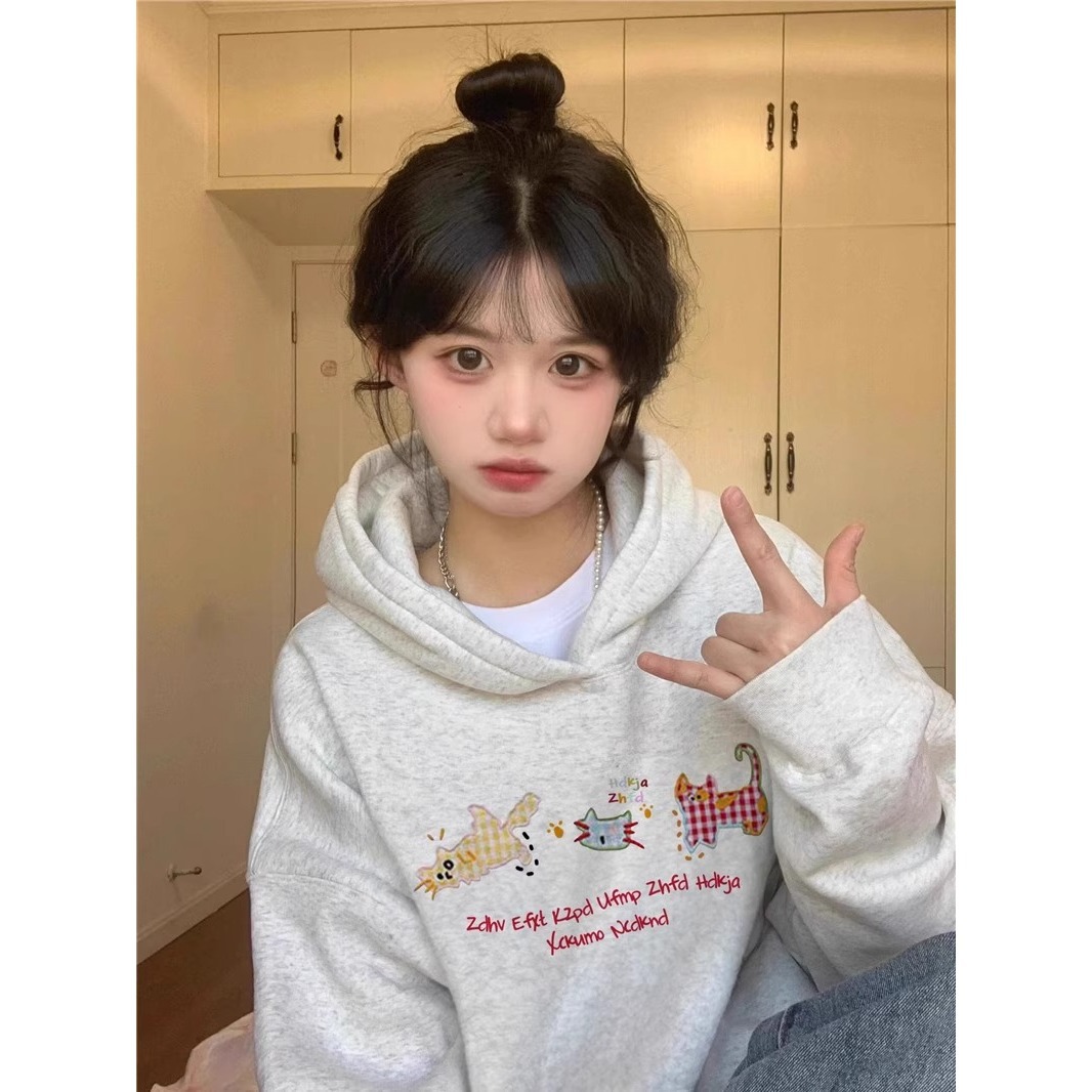 Fleece-Lined Thickened Hooded Sweatshirt Coat