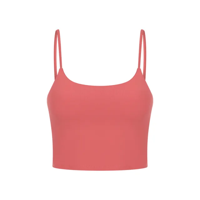 Push Up Shockproof Beauty Back Strap Sports Fitness Yoga Top With Chest Pad Coral Red - Shop at LoveMi