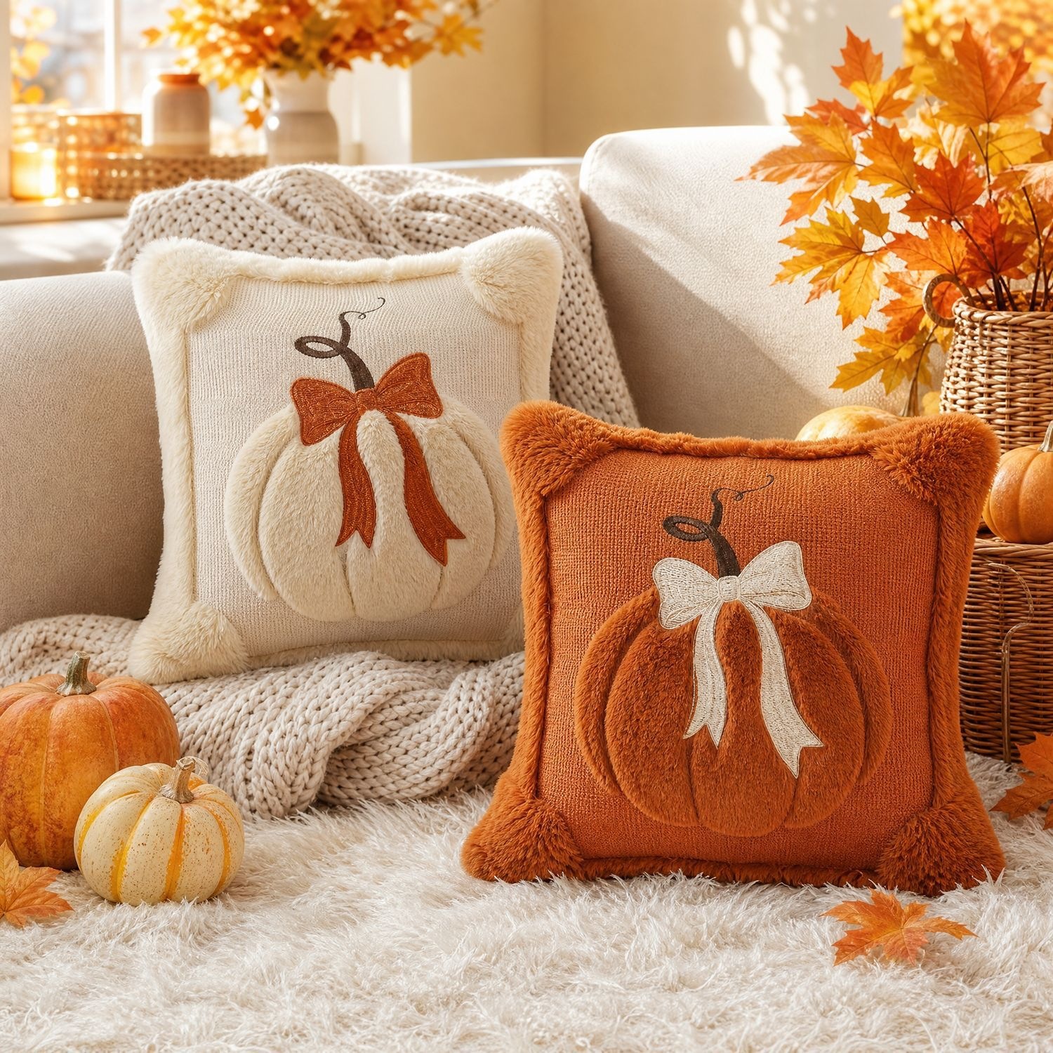 Pumpkin Halloween Throw Pillow Cover