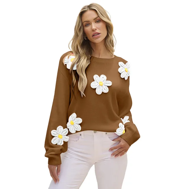 Women's Knitted Round Neck Pullover Sweater Lc2724821P1017 - Shop at LoveMi