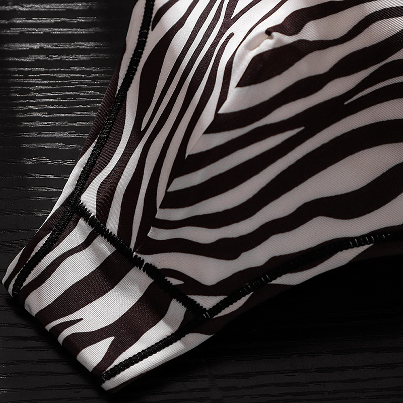 Men's Letters Wide Waist Leopard Print Sports Fitness Low Waist T-back Briefs