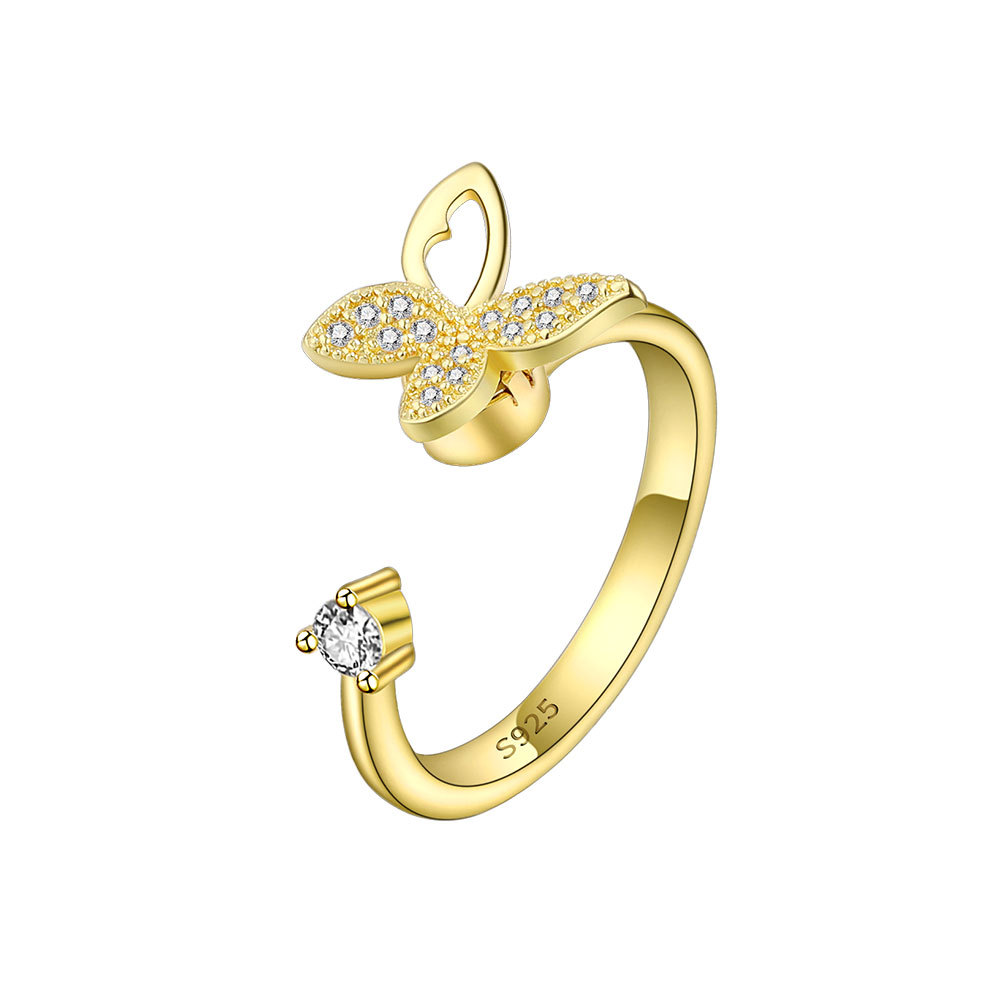 S925 Sterling Silver New Style Butterfly Ring Adjustable