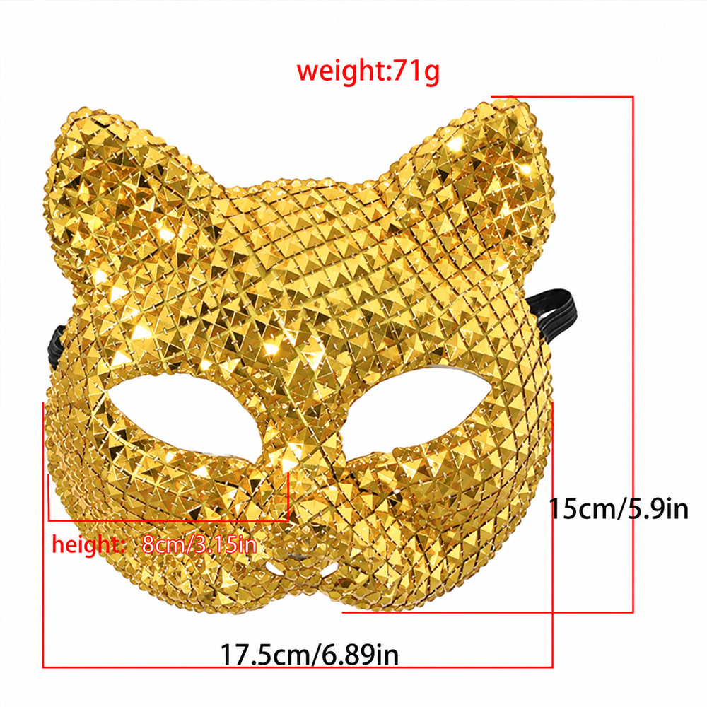 Halloween Ball Party Cat-Face Rhinestone Mask detail photo 6