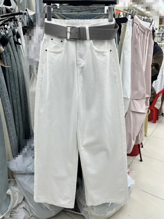 High Waist Wide Leg Jeans Slimming And Straight White Belt - Shop at LoveMi