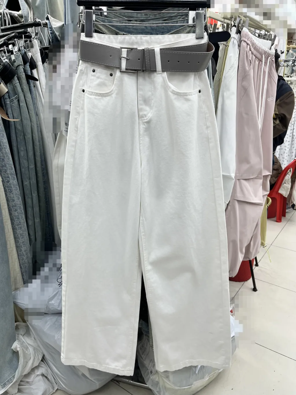 High Waist Wide Leg Jeans Slimming And Straight - White Belt