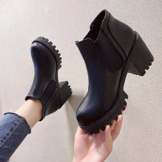 Chunky heeled Ankle Boots For Women Black - Shop at LoveMi