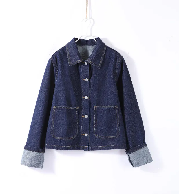 Vintage Denim Jacket Women's All matching Short Polo Collar Jacket Top Skirt Suit Denim Coat - Shop at LoveMi