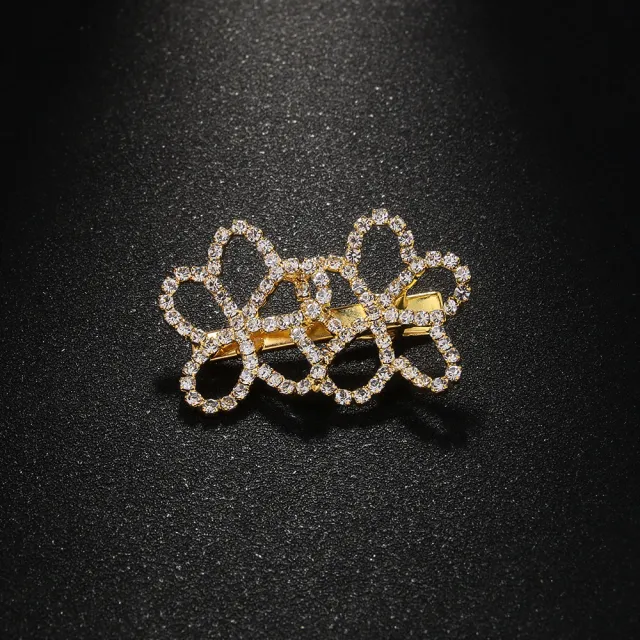 Super Fairy Flowers Barrettes Atmosphere Side Clip Simple Girl Rhinestone Gold - Shop at LoveMi