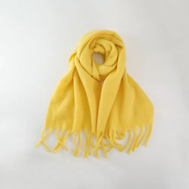 All match Soft Glutinous Solid Color Cashmere like Tassel Scarf For Women 24 Lemon Yellow - Shop at LoveMi