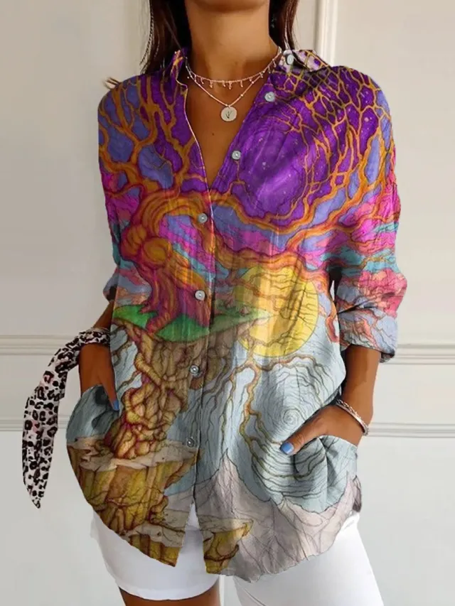 Women's Drop shoulder Sleeve 3D Digital Printing Long sleeved Shirt Yo54905 5Xl - Shop at LoveMi