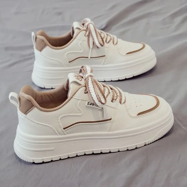Platform White Shoes Minority All match Running Leisure Sneakers White - Shop at LoveMi