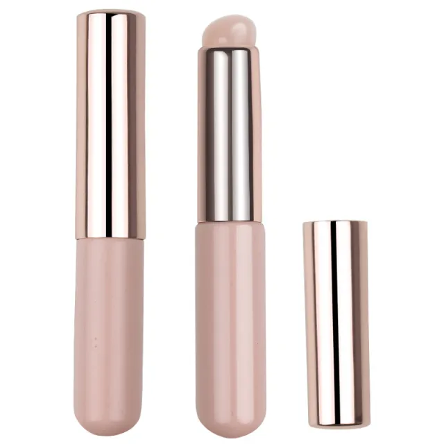 Soft And Portable Round Head Silicone Lip Brush Pink With Lid - Shop at LoveMi