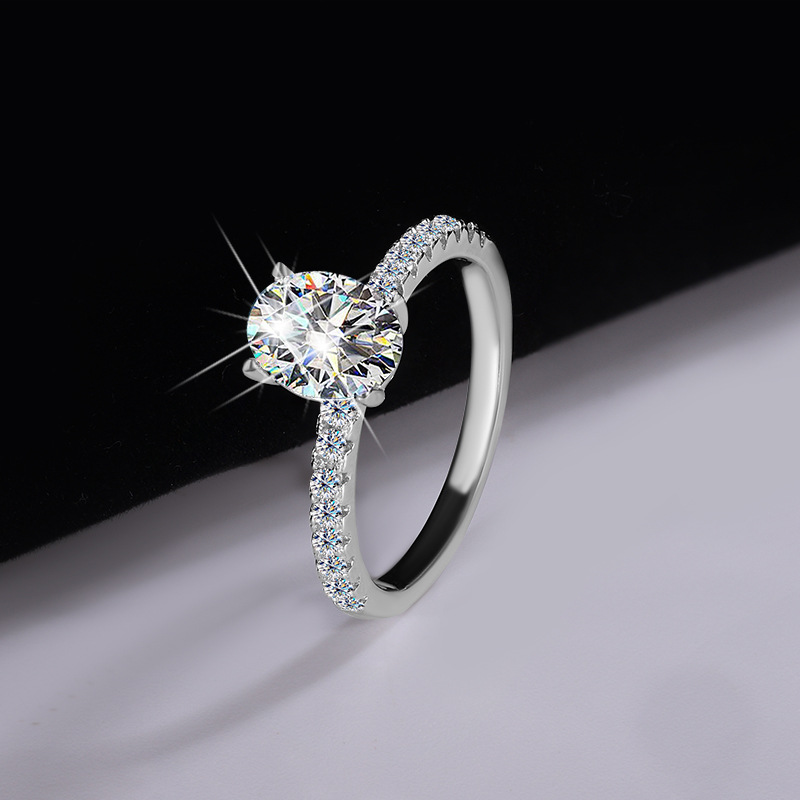 S925 Silver Women's Big Diamond Proposal Diamond Ring