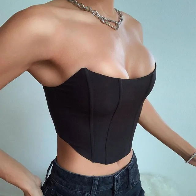 Cute Style Backless Cropped Off the neck Slim Top Black - Shop at LoveMi