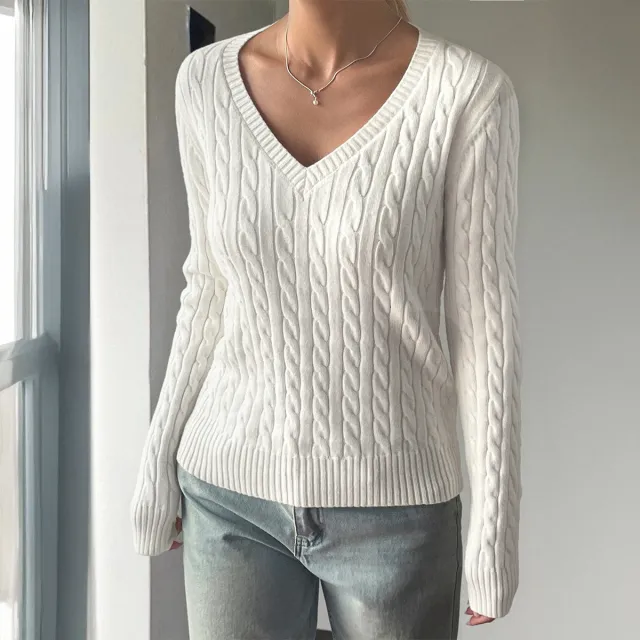 All match Woolen Long sleeved Top Sweater For Women White - Shop at LoveMi