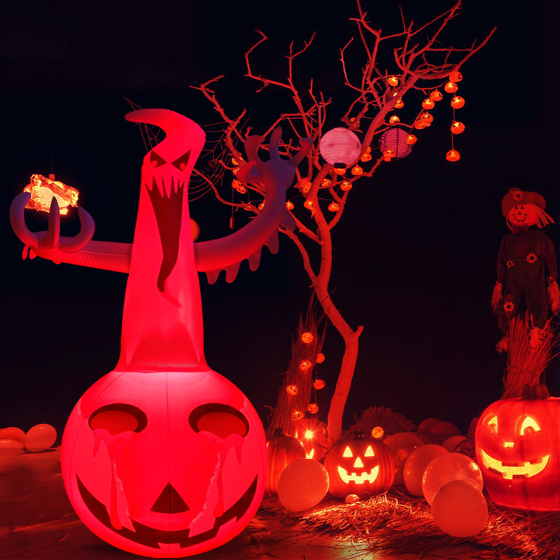 Décor gonflable citrouille fantôme Halloween LED 12