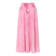 Heavy Industry Washing Water Denim Long Skirt Personality - Barbie Pink - View 1