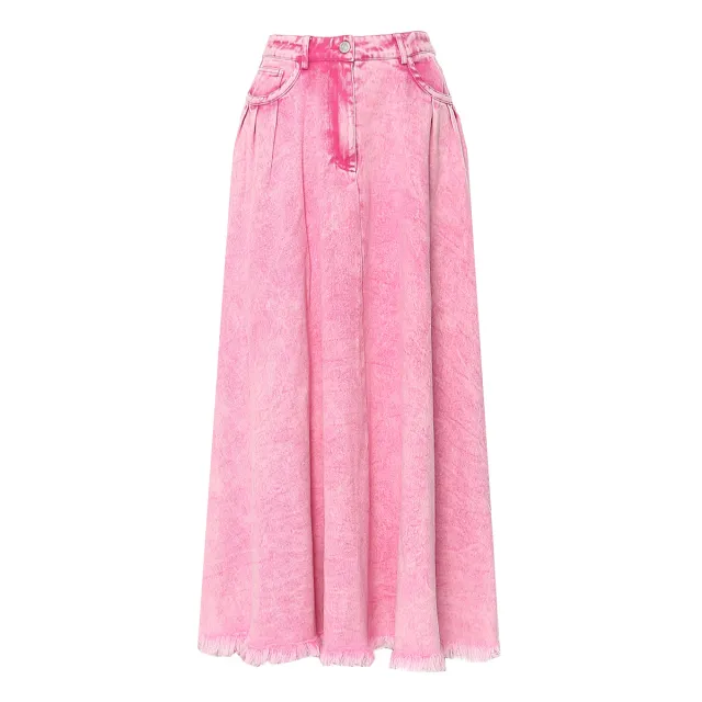 Heavy Industry Washing Water Denim Long Skirt Personality Barbie Pink - Shop at LoveMi