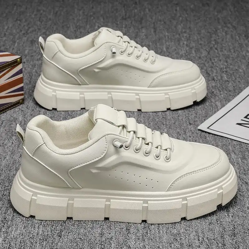 Mens Stylish Microfiber Chunky-soled Trendy All-match Casual Shoes