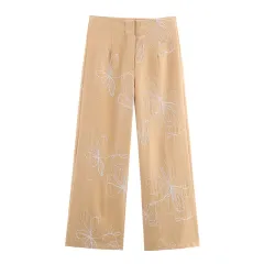 European And American Style Fashion Slim Embroidery Top And Trousers - Pants-M - View 1