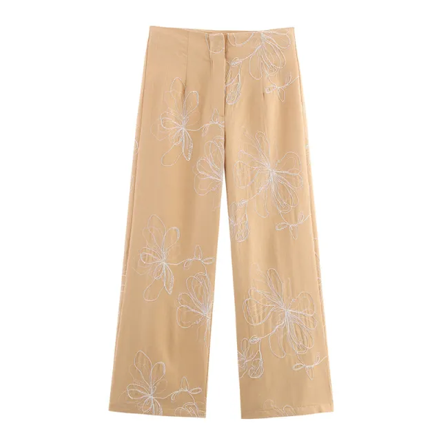European And American Style Fashion Slim Embroidery Top And Trousers Pants M - Shop at LoveMi