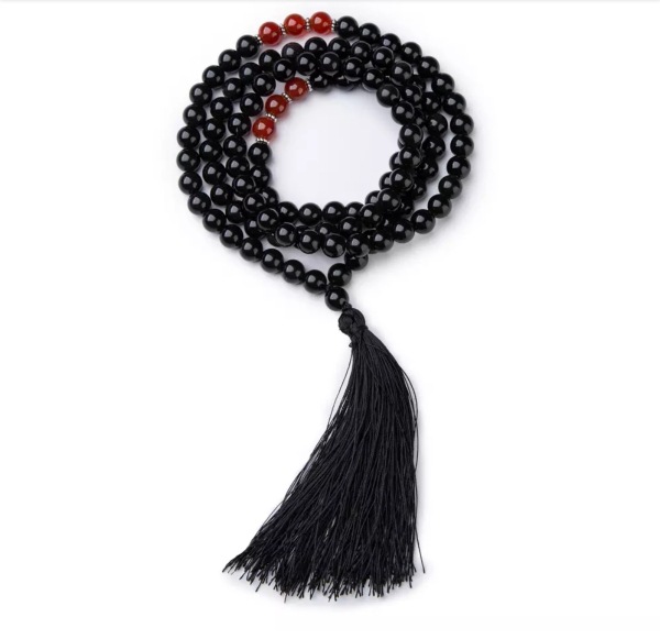 Tassel Long Necklace 108 Beads Handmade Natural Stone Layered Style