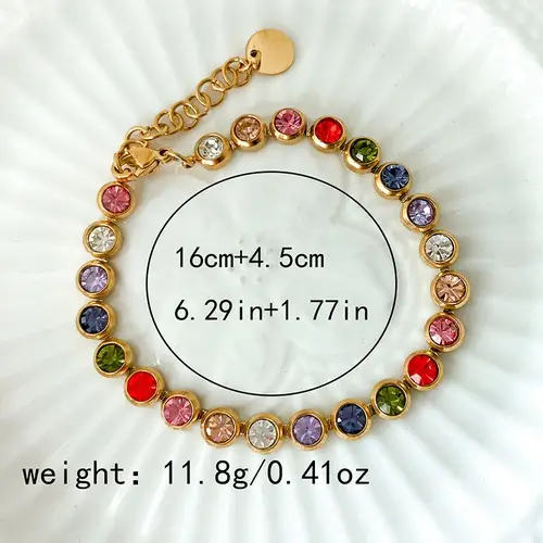 Women's Stainless Steel Color Zircon Bracelet