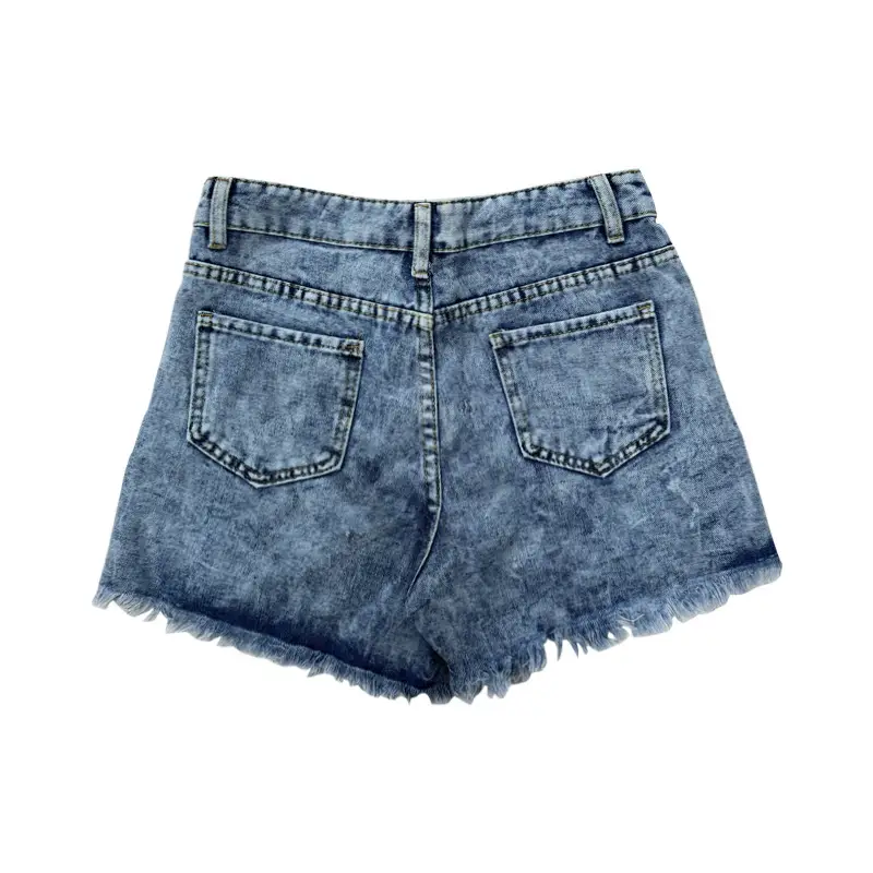 Women's Denim Shorts With Hole Patches