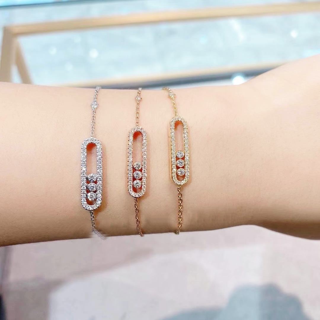 S925 Plated 18k Geometric Diamond Bracelet For Women