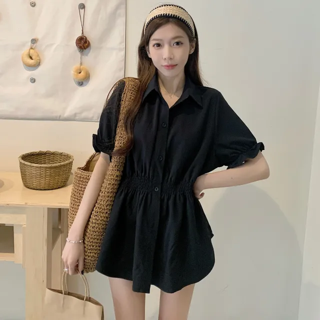 New Korean Style Fashion Waist controlled Belly Covering Western Style Shirt Women Black - Shop at LoveMi