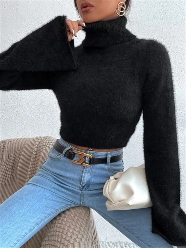 Women's European And American Turtleneck Sweater Black - Shop at LoveMi
