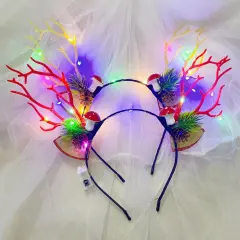 Christmas Decorative Head Hoop Luminous Antlers Party Decoration Supplies - Mushroom Big Elk - View 1