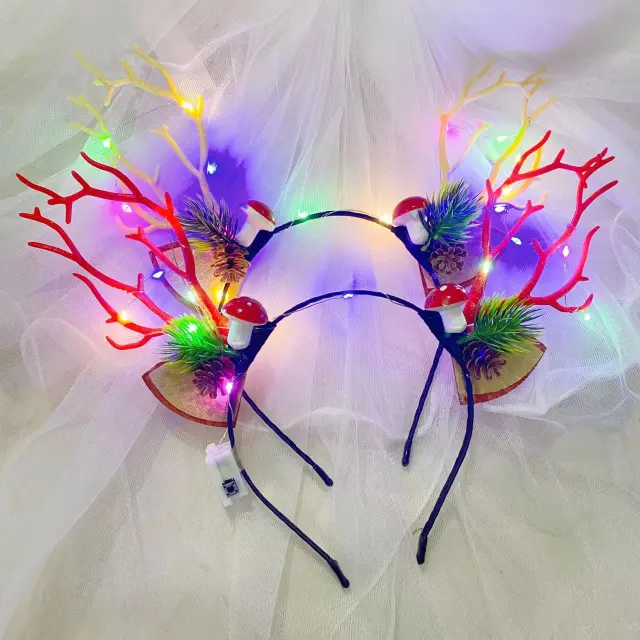 Christmas Decorative Head Hoop Luminous Antlers Party Decoration Supplies Mushroom Big Elk - Shop at LoveMi