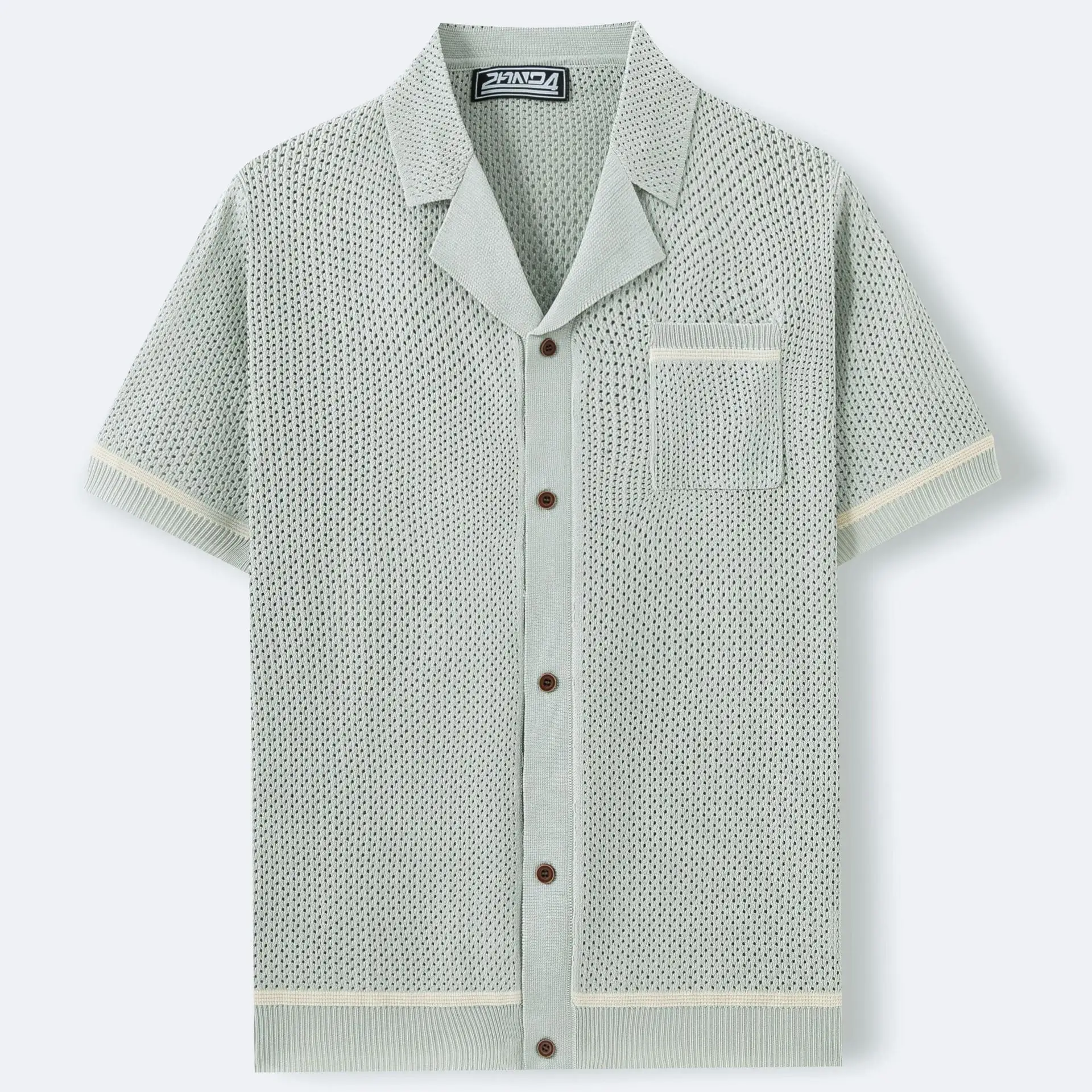 Men's Knitwear Summer Cuban Collar Short Sleeve