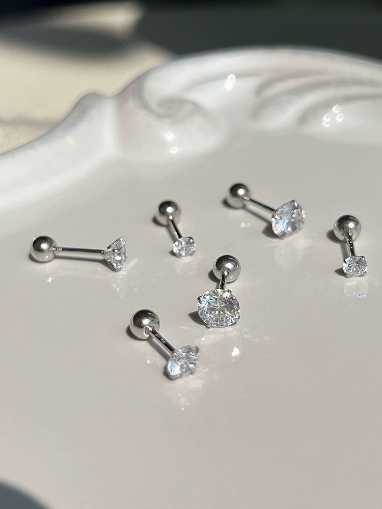 Women's Simple Zircon Screw Ear Studs