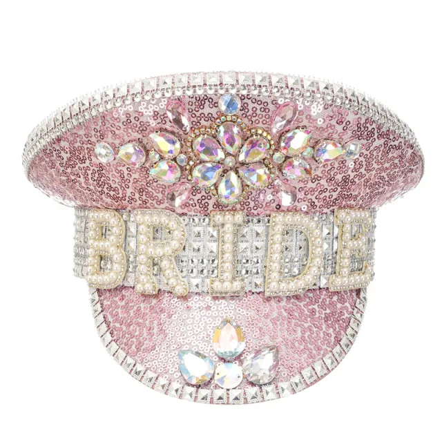 Party Rhinestone Bridal Letter Bride Hat Pink - Shop at LoveMi