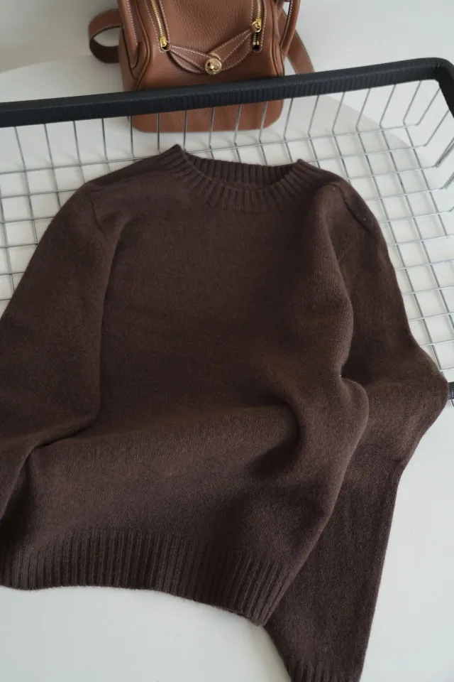 Women's Pure Wool Soft Glutinous Sweater Loose Pullover Brown - Shop at LoveMi