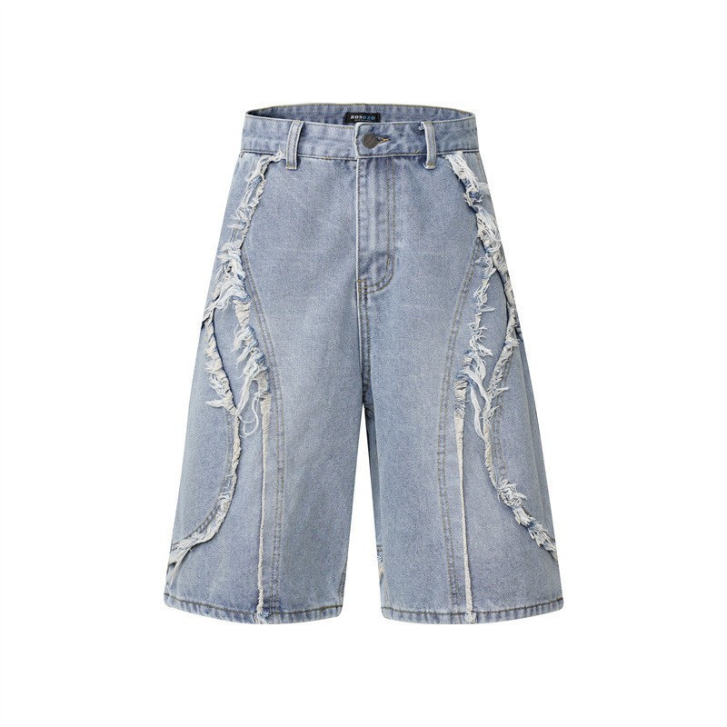 High-Street Nostalgic Washed Straight-Leg Sophisticated Casual Short Denim Jeans